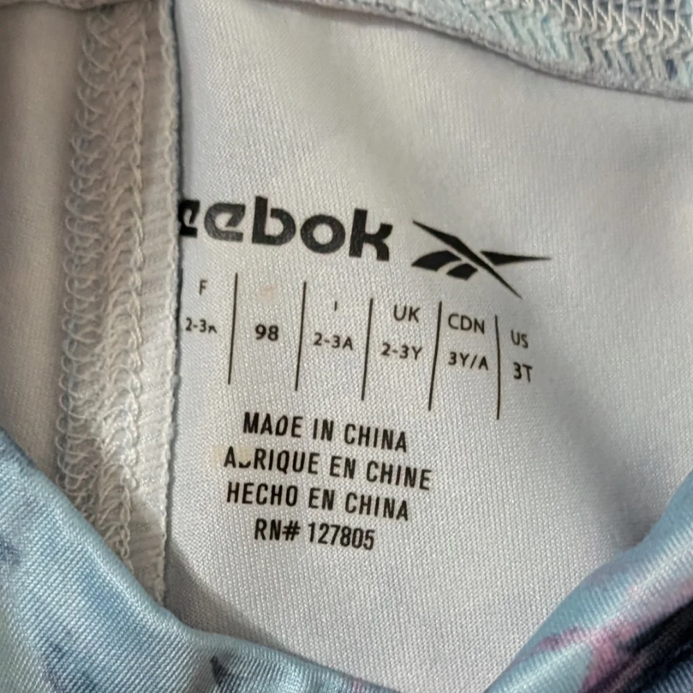 Reebok Toddler Girls Patterned Elastic Waist Pull On Leggings Blue and Pink 3T
